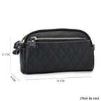 Mega Closeout - 100% Genuine Leather Embossed Crossbody Bag - Black