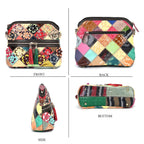Colour Chaos Couture - Genuine Leather Flower Crossbody Bag (Size 25x10x22 cm) - Multi Color & Multicolor
