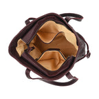 100% Genuine Leather Floral Embossed Tote Bag - Dark Coffee