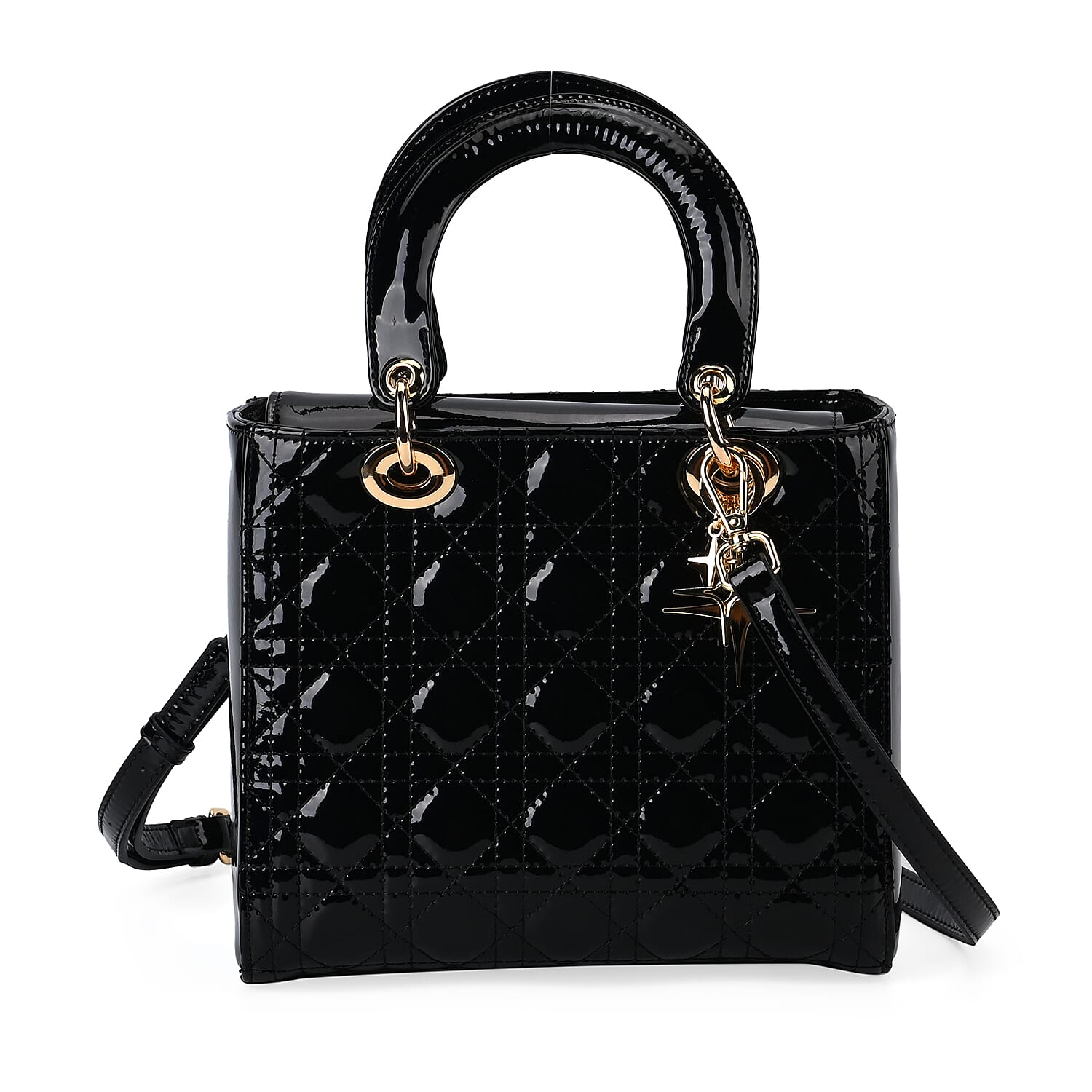 Milan Boutique Closeout - Sumptuous 100% Genuine Leather Quilted Crossbody Bag - Black