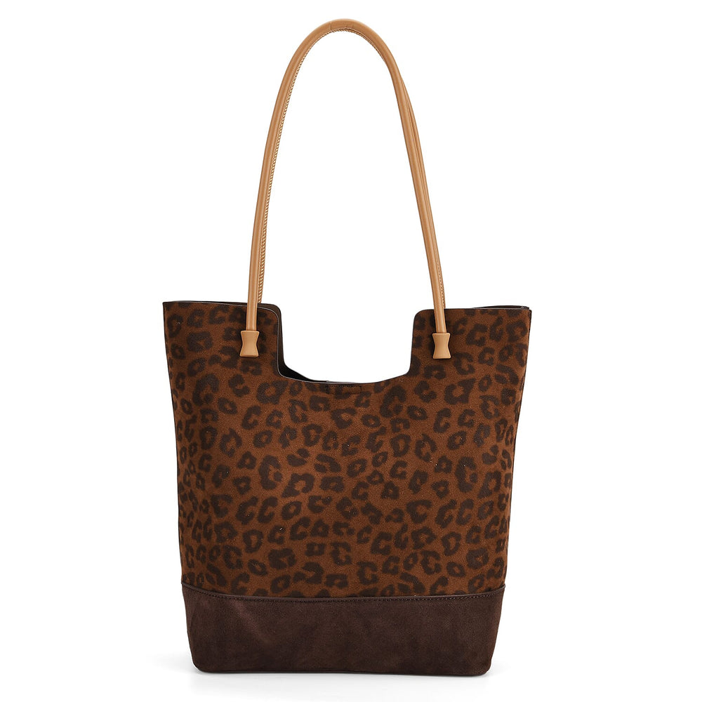 Gala Special Set of 2 Genuine Leather Leopard Tote Bag with Hand Bag