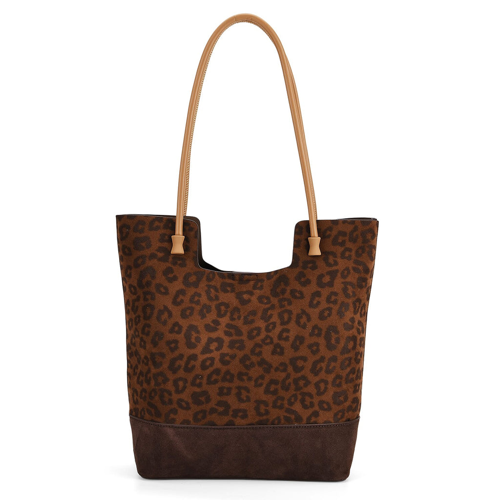Gala Special Set of 2 Genuine Leather Leopard Tote Bag with Hand Bag