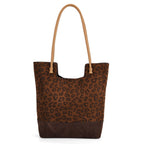 Gala Special Set of 2 Genuine Leather Leopard Tote Bag with Hand Bag