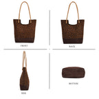 Gala Special Set of 2 Genuine Leather Leopard Tote Bag with Hand Bag