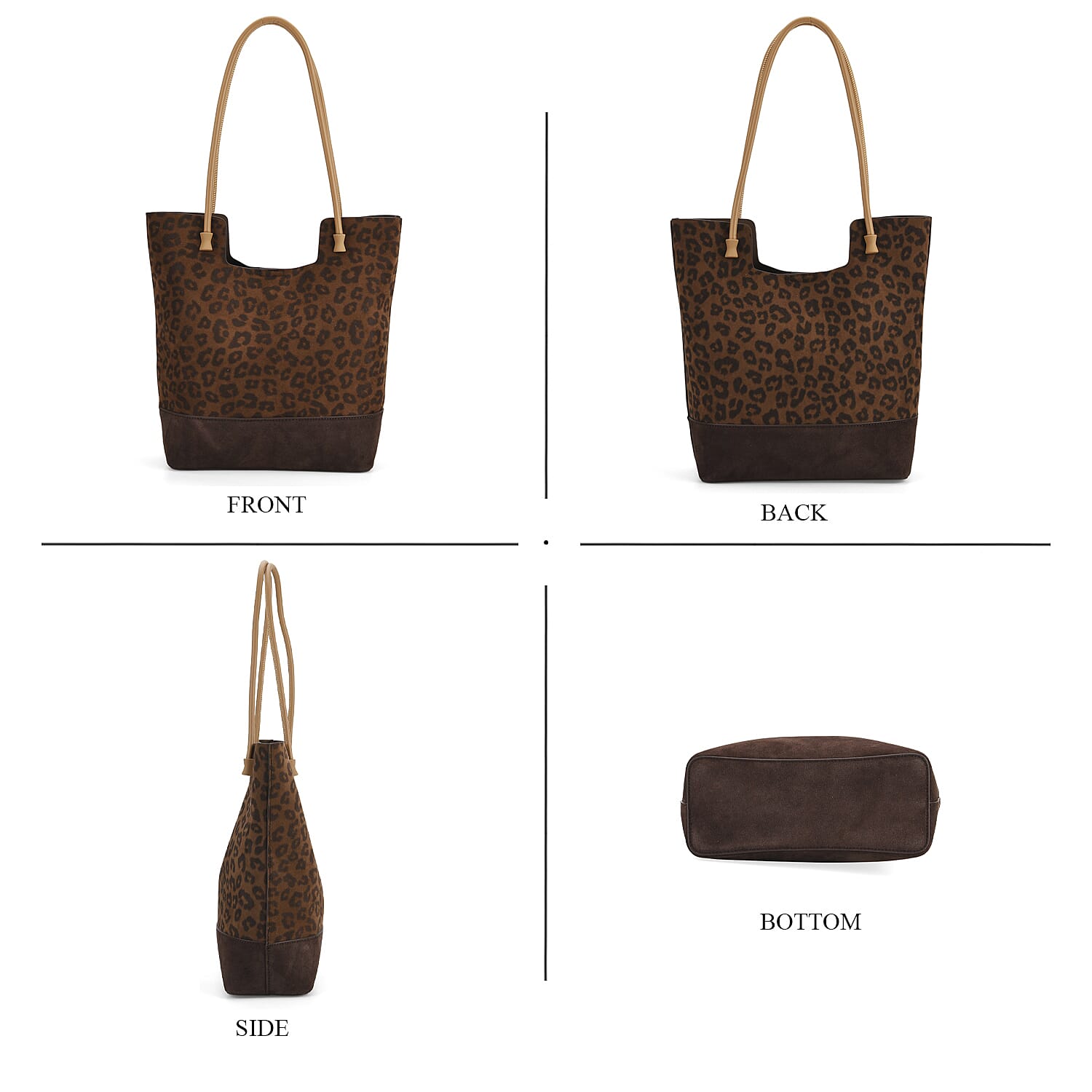Gala Special Set of 2 Genuine Leather Leopard Tote Bag with Hand Bag