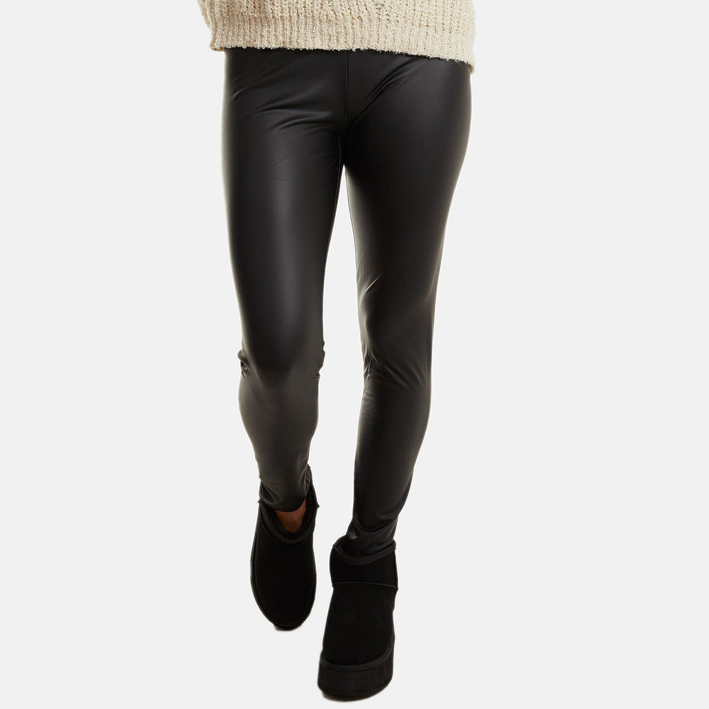 Leather Look Elasticated Waistband Leggings (Size 20 to 22) - Black