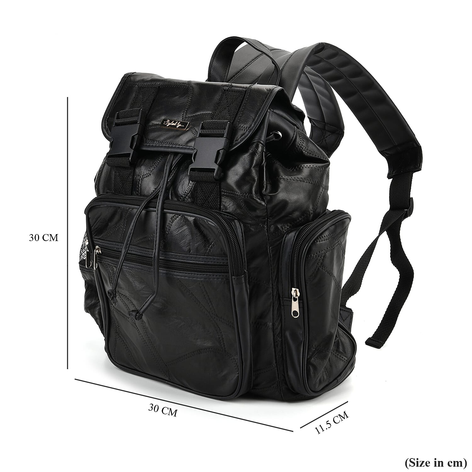 Styled By 100% Genuine Leather Backpack - Black