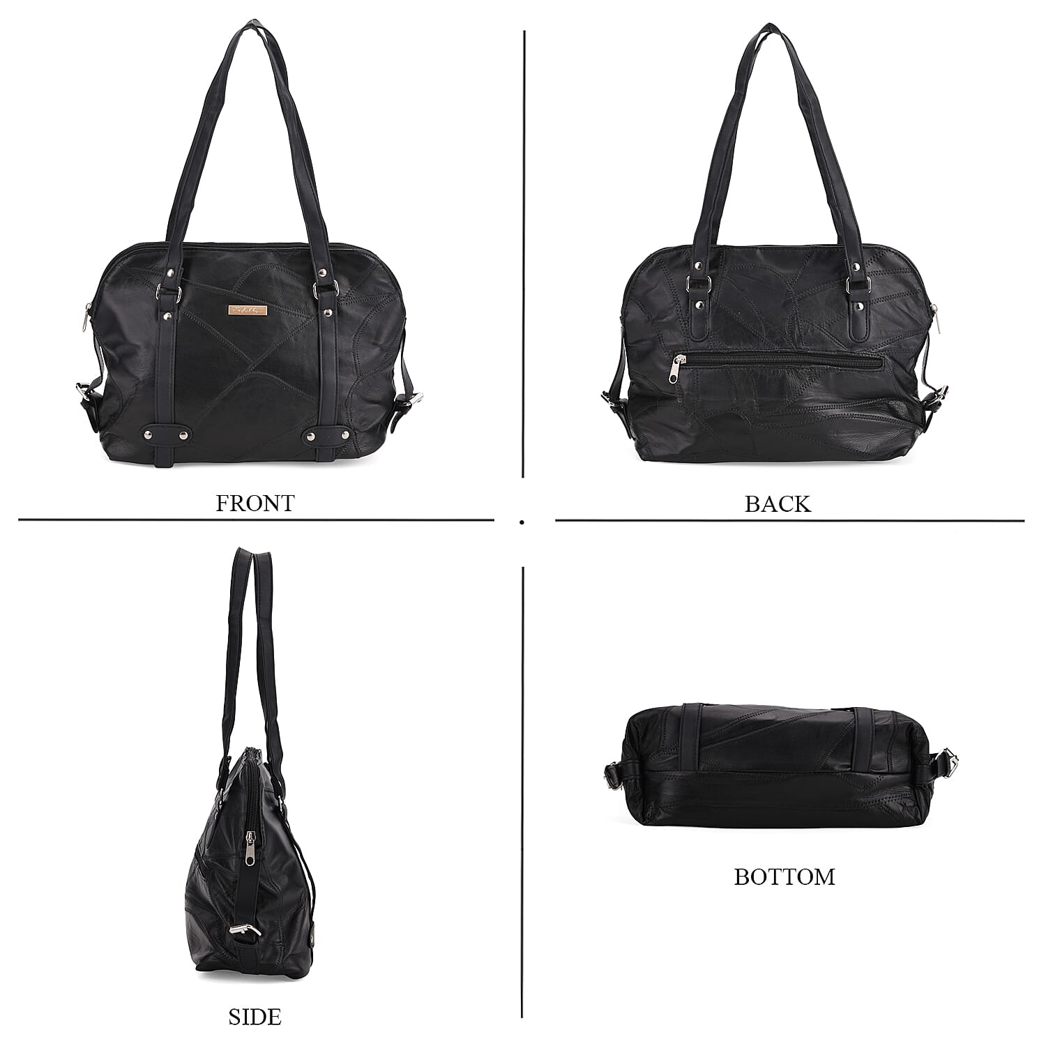 Styled By - Designer Inspired 100% Genuine Leather Tote Bag - Black