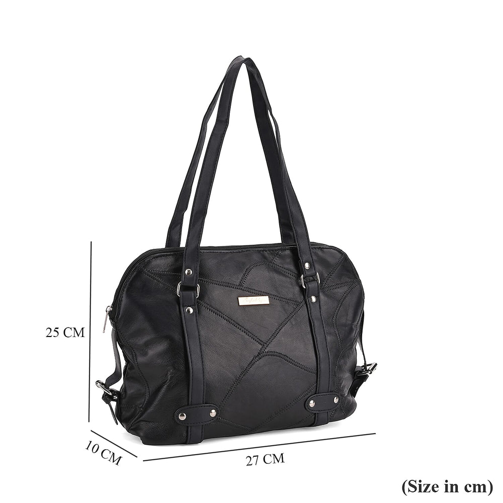 Styled By - Designer Inspired 100% Genuine Leather Tote Bag - Black