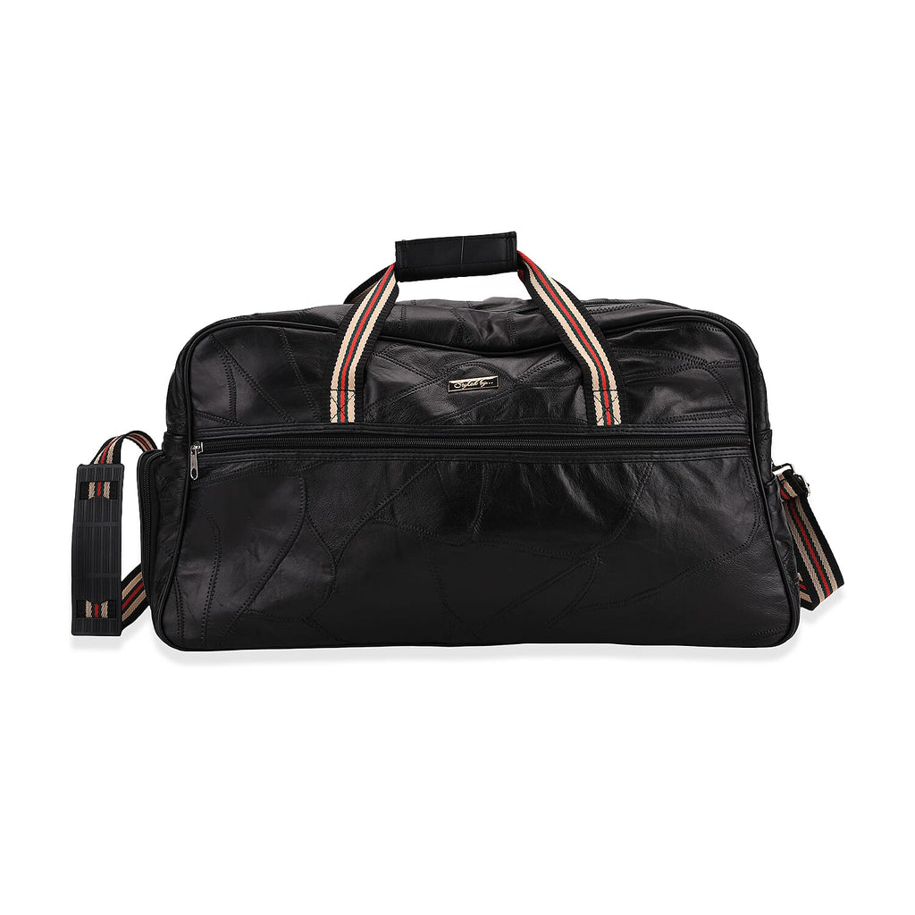 Styled By - Designer Inspired 100% Genuine Leather Duffle Bag - Black