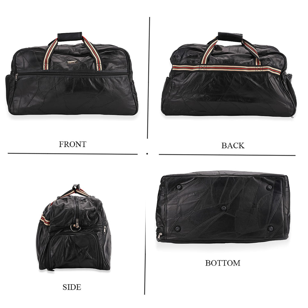 Styled By - Designer Inspired 100% Genuine Leather Duffle Bag - Black