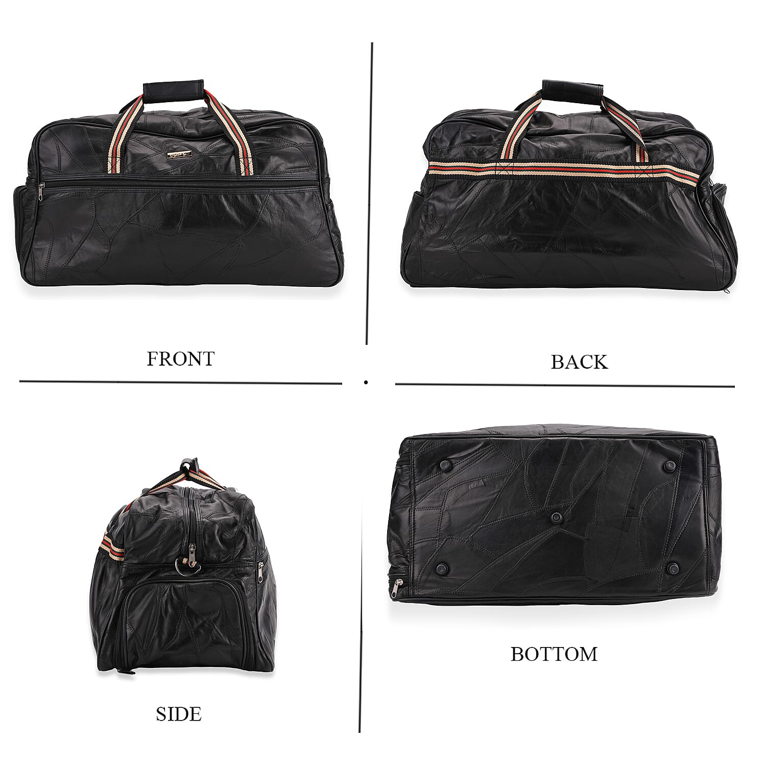 Styled By - Designer Inspired 100% Genuine Leather Duffle Bag - Black