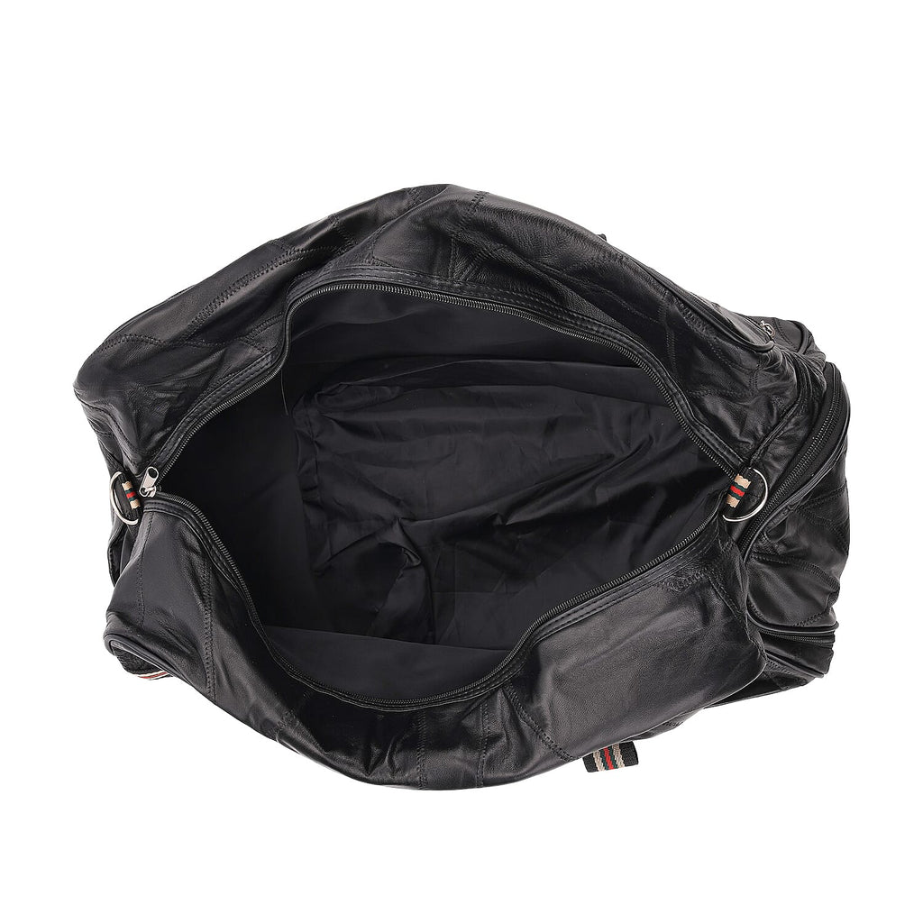 Styled By - Designer Inspired 100% Genuine Leather Duffle Bag - Black