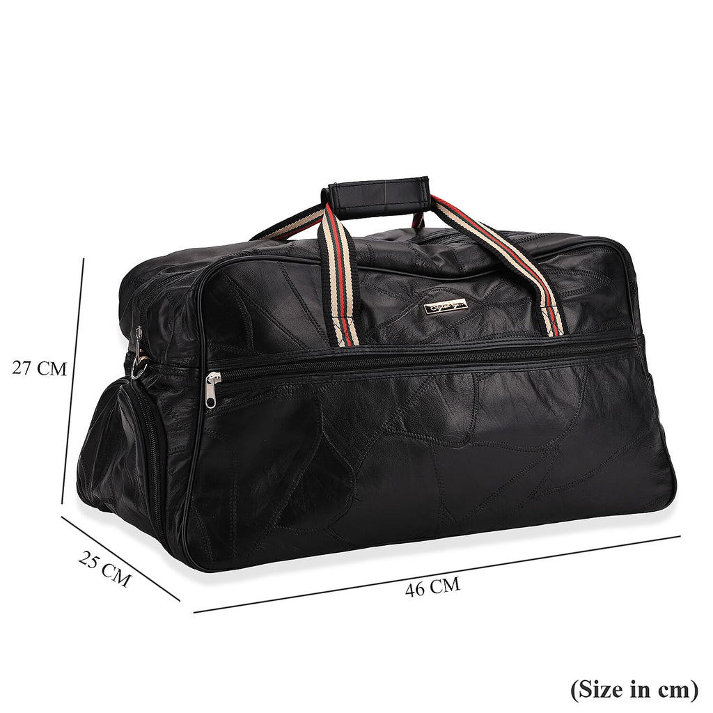 Styled By - Designer Inspired 100% Genuine Leather Duffle Bag - Black