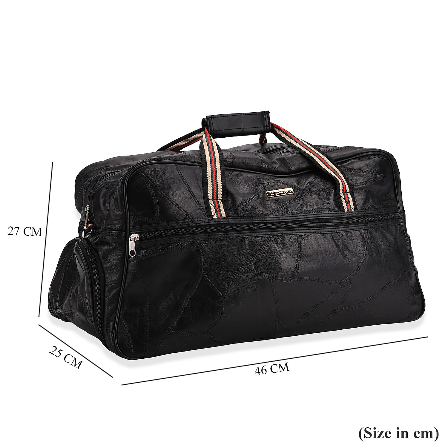 Styled By - Designer Inspired 100% Genuine Leather Duffle Bag - Black