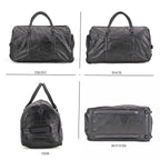 Patchwork Sheep Leather Travel Bag with Trolley - Black