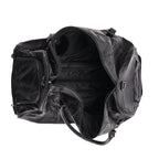 Patchwork Sheep Leather Travel Bag with Trolley - Black