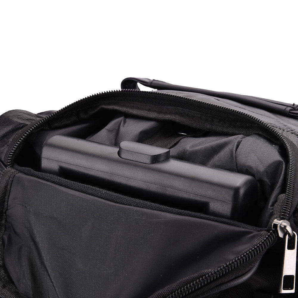 Patchwork Sheep Leather Travel Bag with Trolley - Black