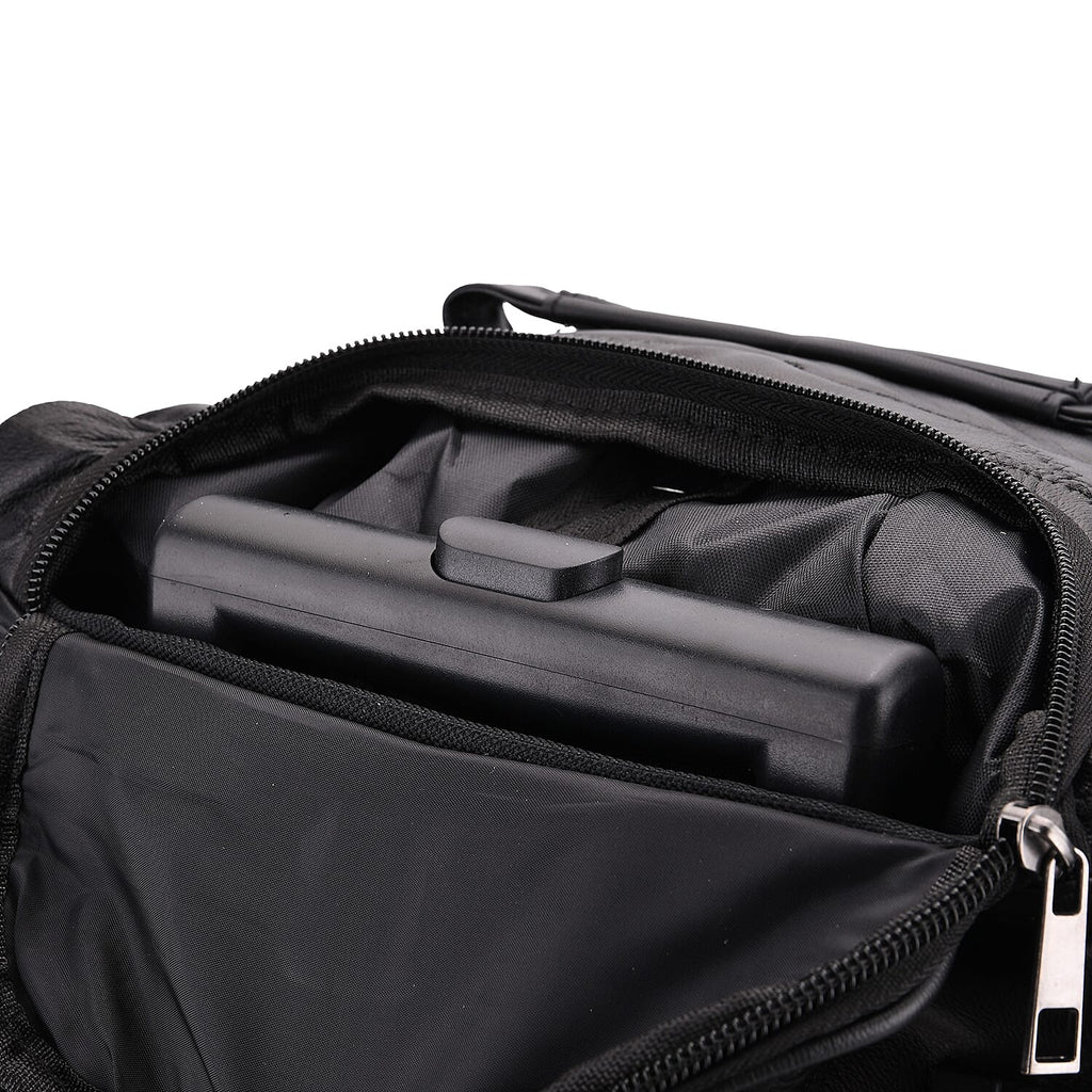 Patchwork Sheep Leather Travel Bag with Trolley - Black