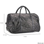 Patchwork Sheep Leather Travel Bag with Trolley - Black