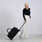 Leather Patchwork Travel Bag (Size 51x29x28 cm) - Black & Black
