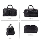 Leather Patchwork Travel Bag (Size 51x29x28 cm) - Black & Black