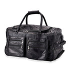 Leather Patchwork Travel Bag (Size 51x29x28 cm) - Black & Black