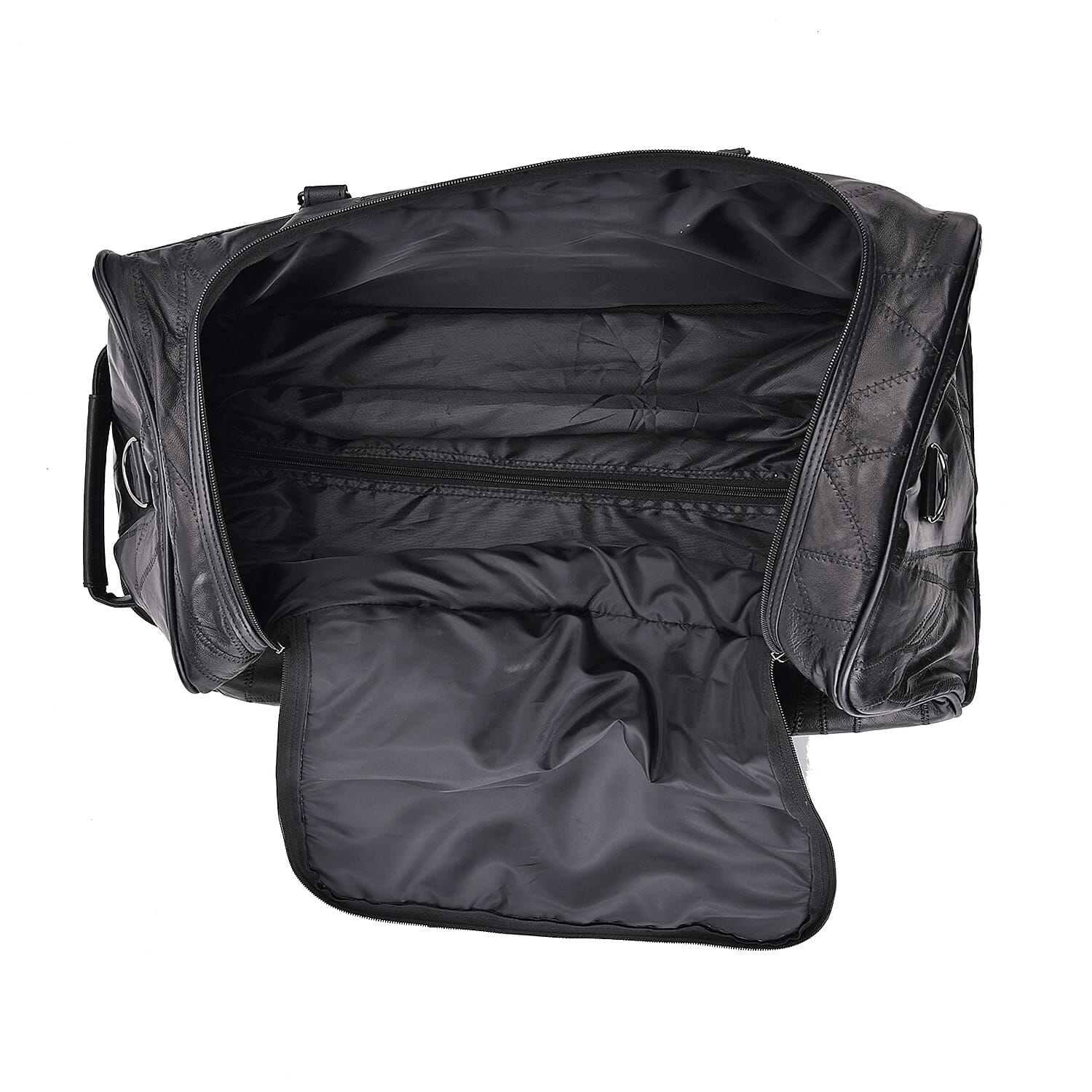 Leather Patchwork Travel Bag (Size 51x29x28 cm) - Black & Black