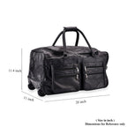Leather Patchwork Travel Bag (Size 51x29x28 cm) - Black & Black