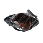 100% Genuine Leather Crossbody Bag with Adjustable Strap - Black