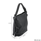 100% Genuine Leather Crossbody Bag with Adjustable Strap - Black
