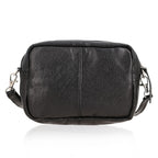 One Time Closeout - Genuine Leather Patterned Crossbody Bag (Size 20x5x12 cm) - Black
