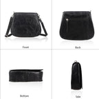 100% Genuine Leather Crossbody Bag (Size 20x6x15 cm) - Black & Black