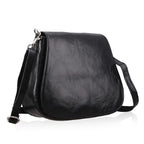 100% Genuine Leather Crossbody Bag (Size 20x6x15 cm) - Black & Black