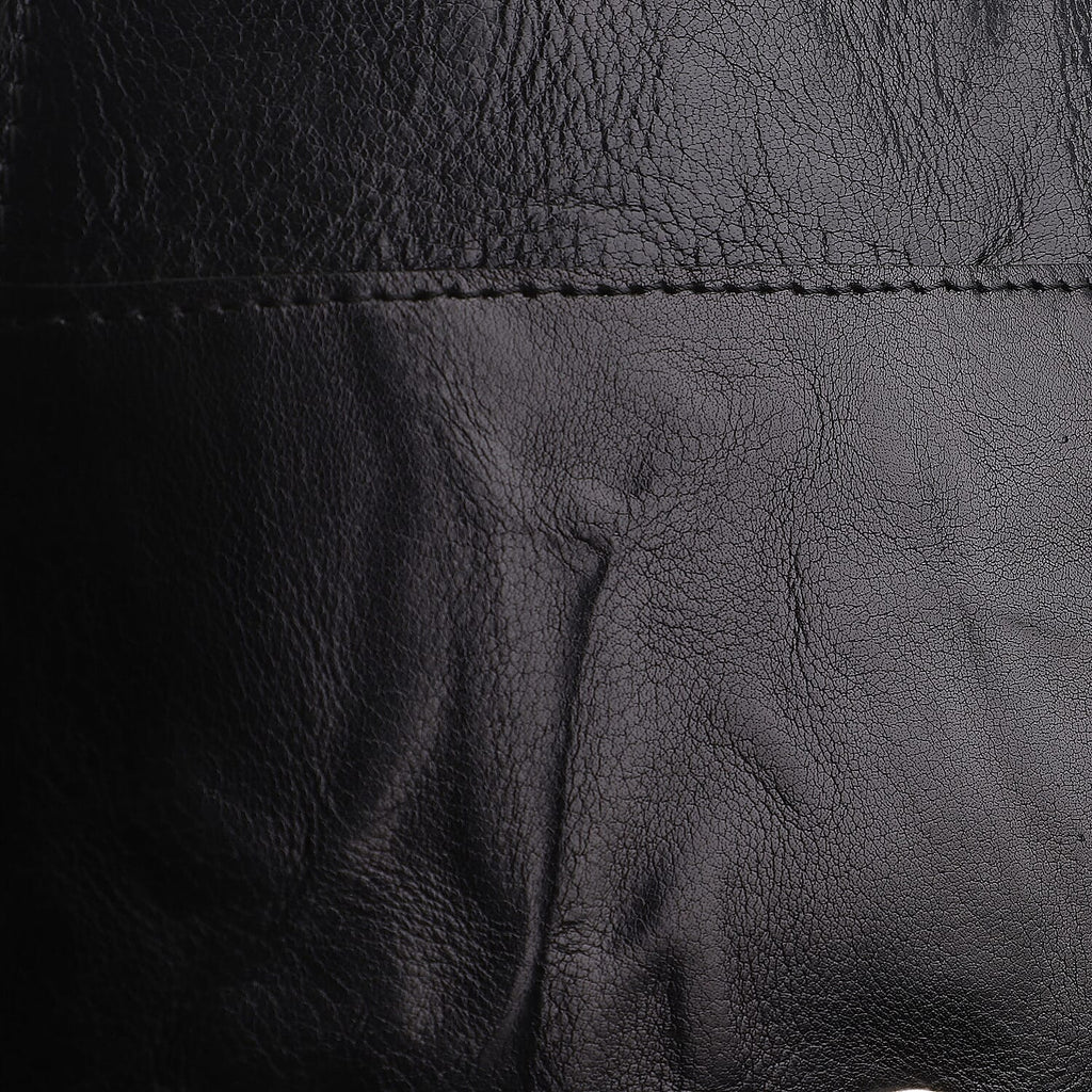 100% Genuine Leather Crossbody Bag (Size 20x6x15 cm) - Black & Black