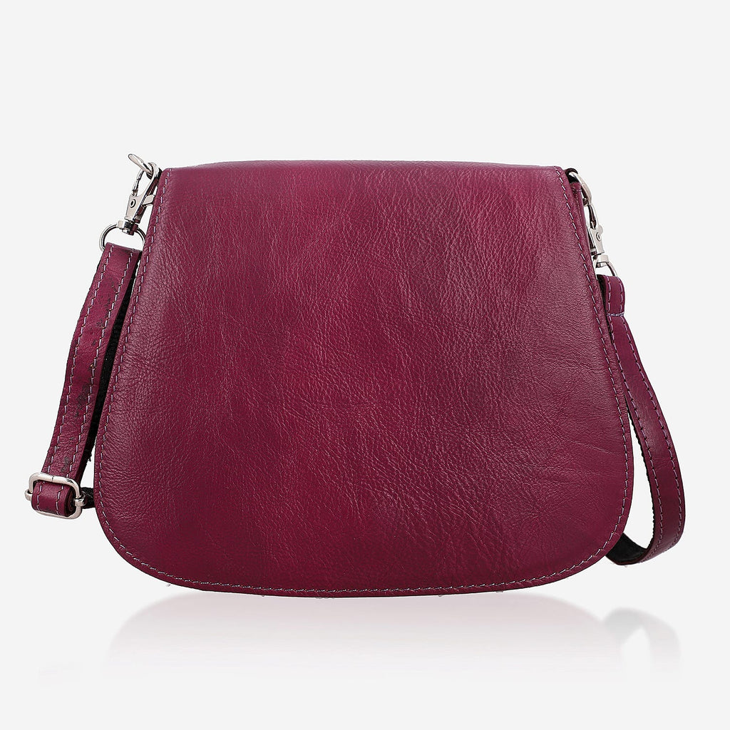 100% Genuine Leather Crossbody Bag (Size 20x6x15 cm) - Burgundy & Black