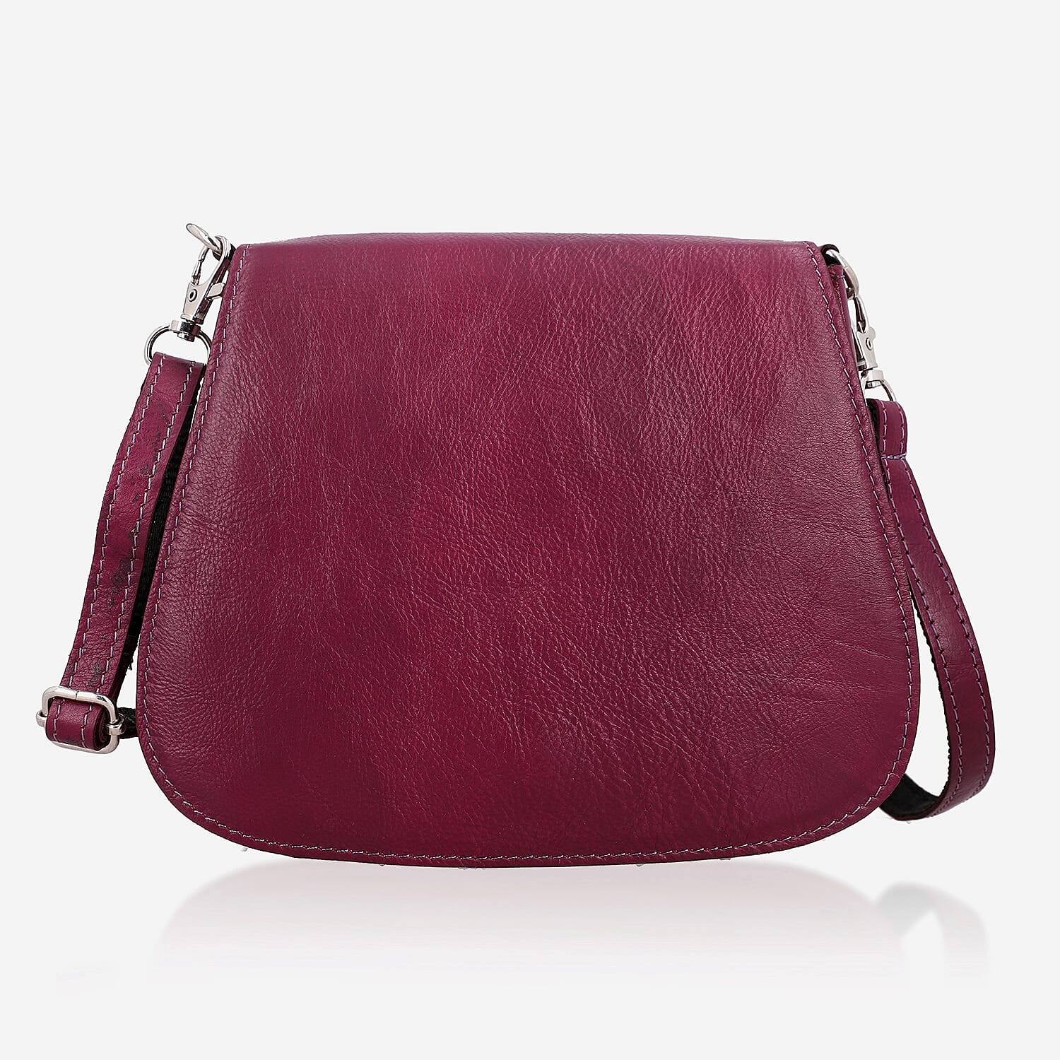100% Genuine Leather Crossbody Bag (Size 20x6x15 cm) - Burgundy & Black