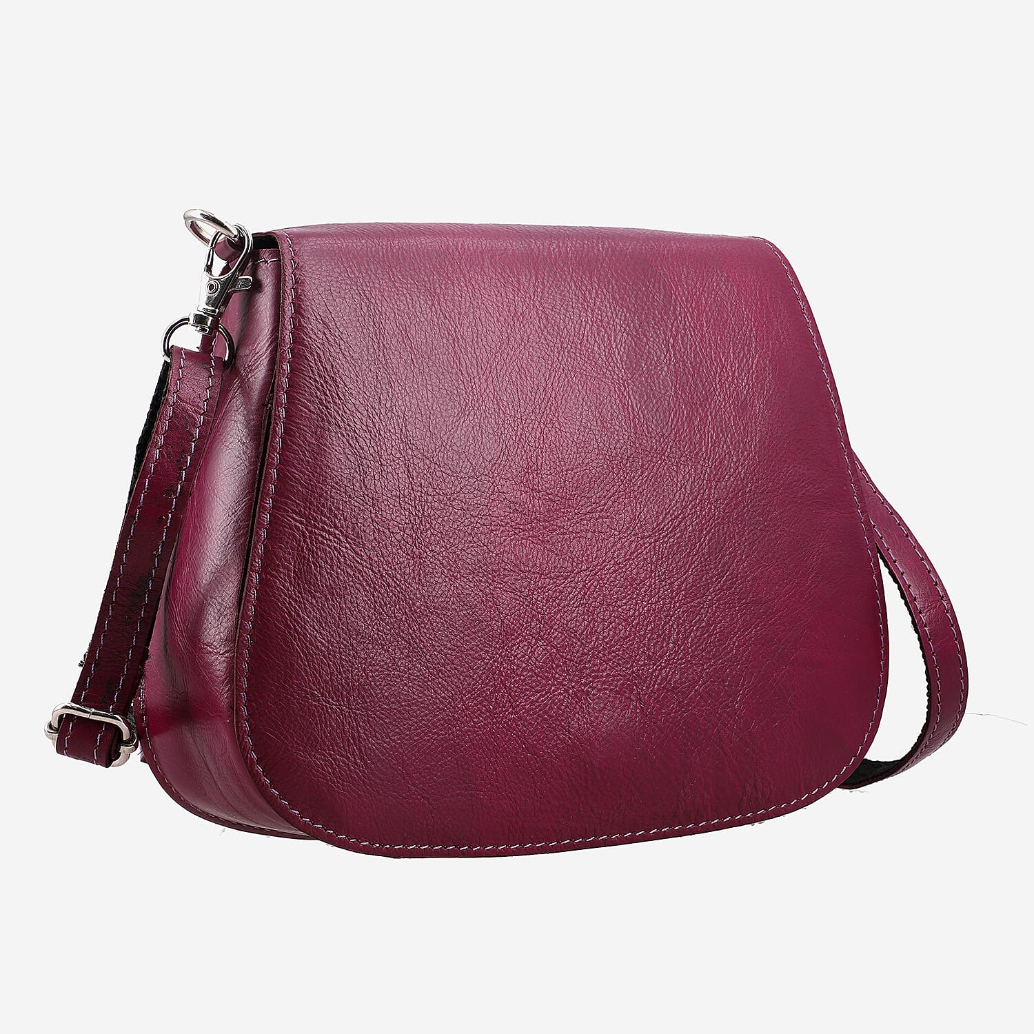 100% Genuine Leather Crossbody Bag (Size 20x6x15 cm) - Burgundy & Black