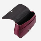 100% Genuine Leather Crossbody Bag (Size 20x6x15 cm) - Burgundy & Black