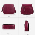 100% Genuine Leather Crossbody Bag (Size 20x6x15 cm) - Burgundy & Black