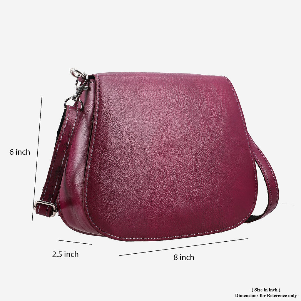100% Genuine Leather Crossbody Bag (Size 20x6x15 cm) - Burgundy & Black