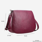 100% Genuine Leather Crossbody Bag (Size 20x6x15 cm) - Burgundy & Black