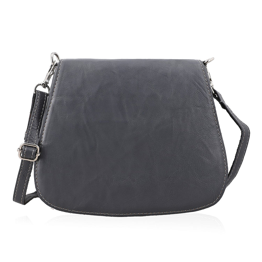 100% Genuine Leather Crossbody Bag (Size 20x6x15 cm) - Grey & Black