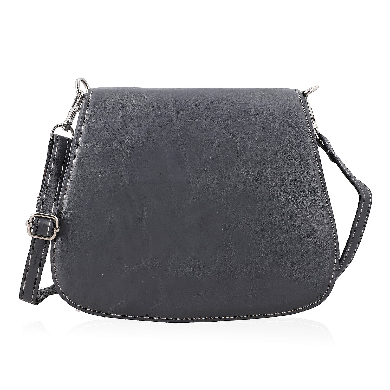 100% Genuine Leather Crossbody Bag (Size 20x6x15 cm) - Grey & Black