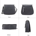 100% Genuine Leather Crossbody Bag (Size 20x6x15 cm) - Grey & Black