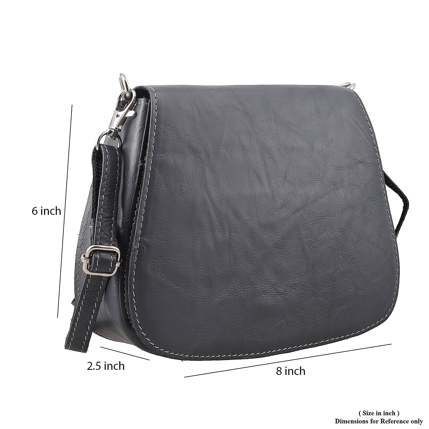 100% Genuine Leather Crossbody Bag (Size 20x6x15 cm) - Grey & Black