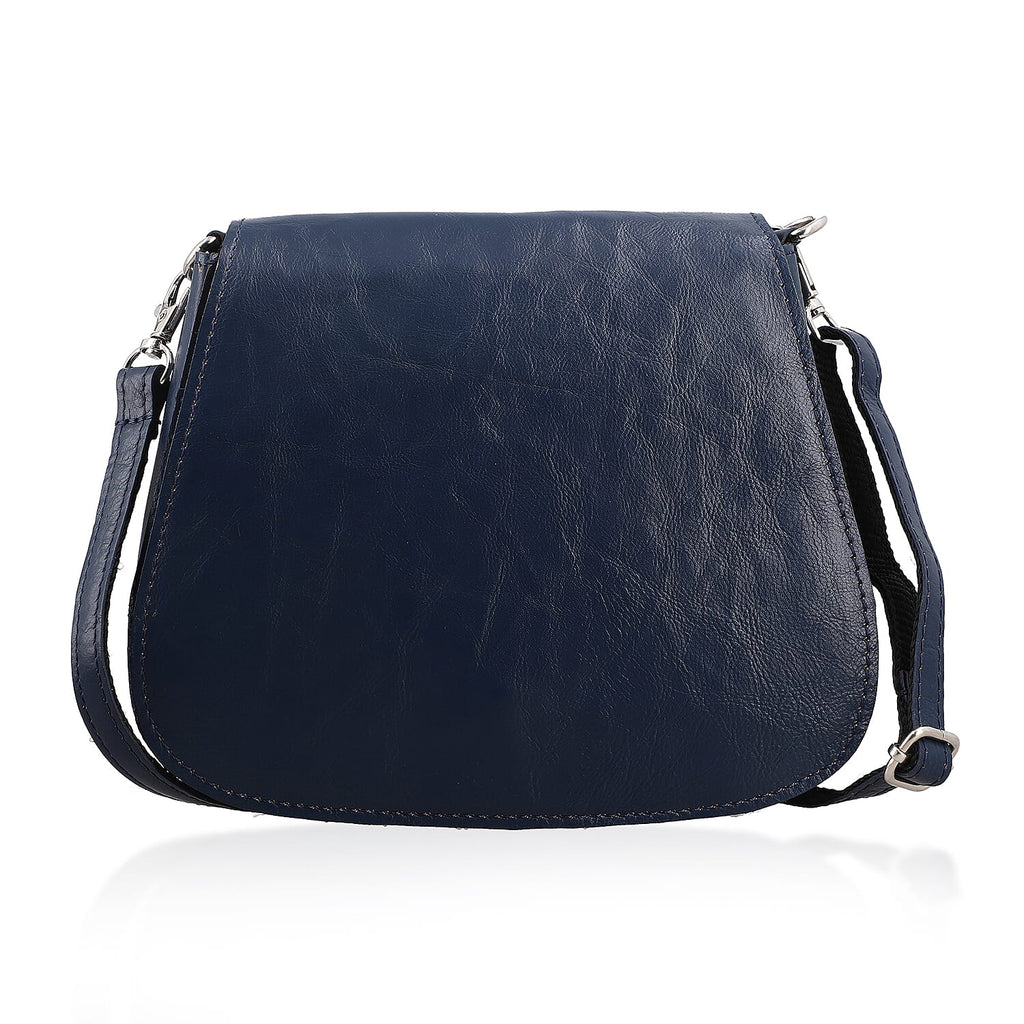 100% Genuine Leather Crossbody Bag (Size 20x6x15 cm) - Navy & Black