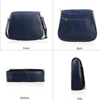 100% Genuine Leather Crossbody Bag (Size 20x6x15 cm) - Navy & Black