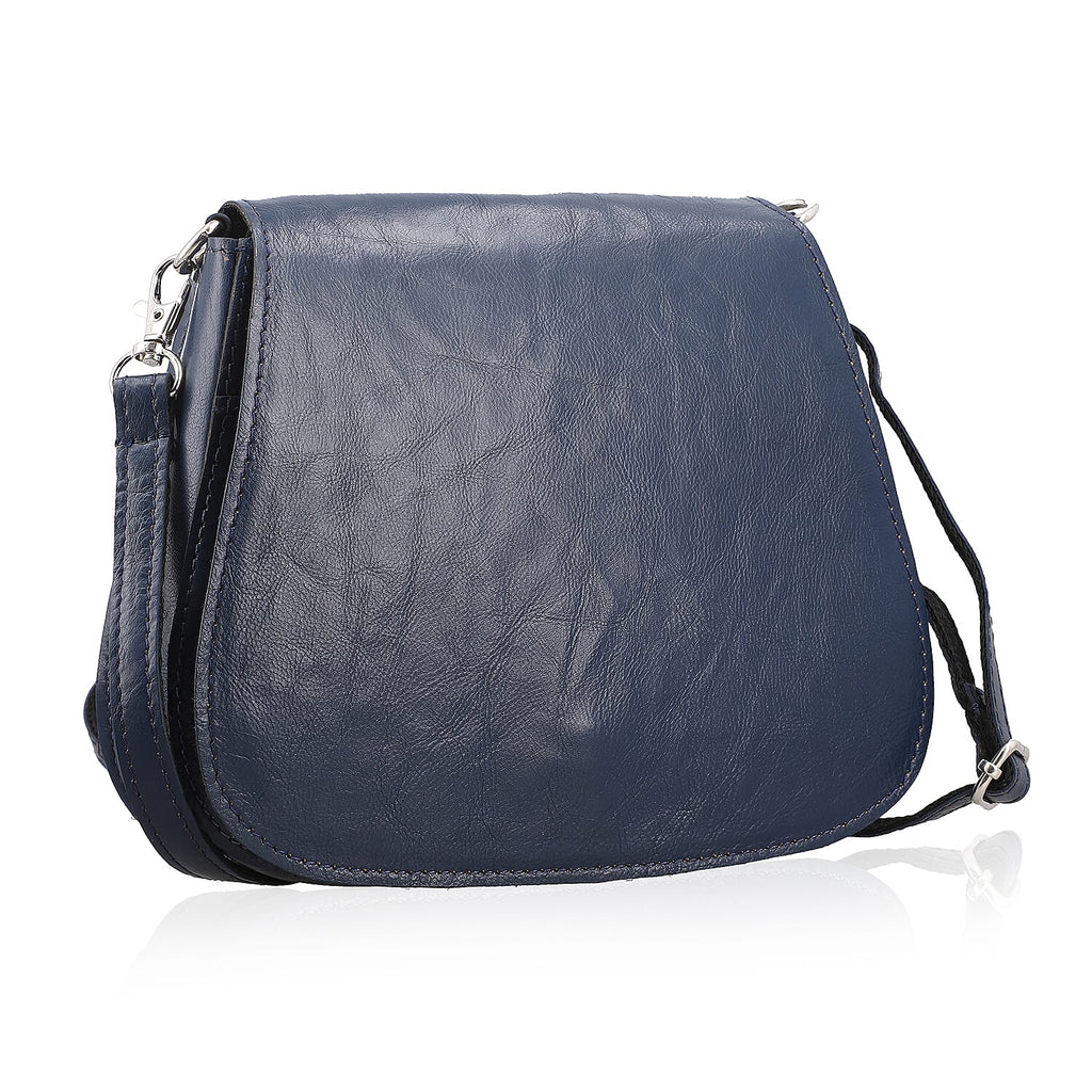 100% Genuine Leather Crossbody Bag (Size 20x6x15 cm) - Navy & Black