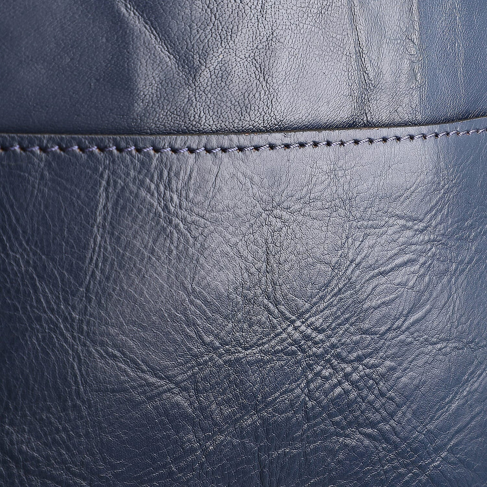 100% Genuine Leather Crossbody Bag (Size 20x6x15 cm) - Navy & Black